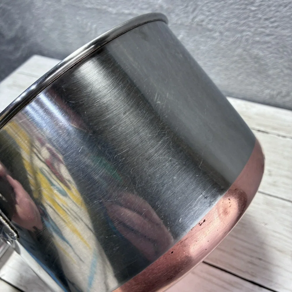 Vintage Revere Ware Copper Clad Stainless Steel Saucepan with Lid - 1801 Series